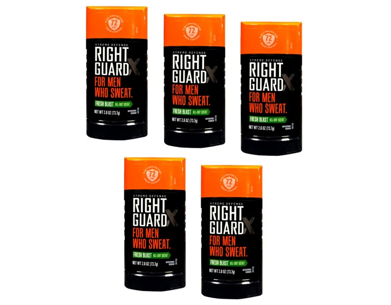 Right Guard Xtreme Defense 5 Anti-Perspirant & Deodorant, Fresh Blast 2.6 Oz (Packs of 5) - Image 2